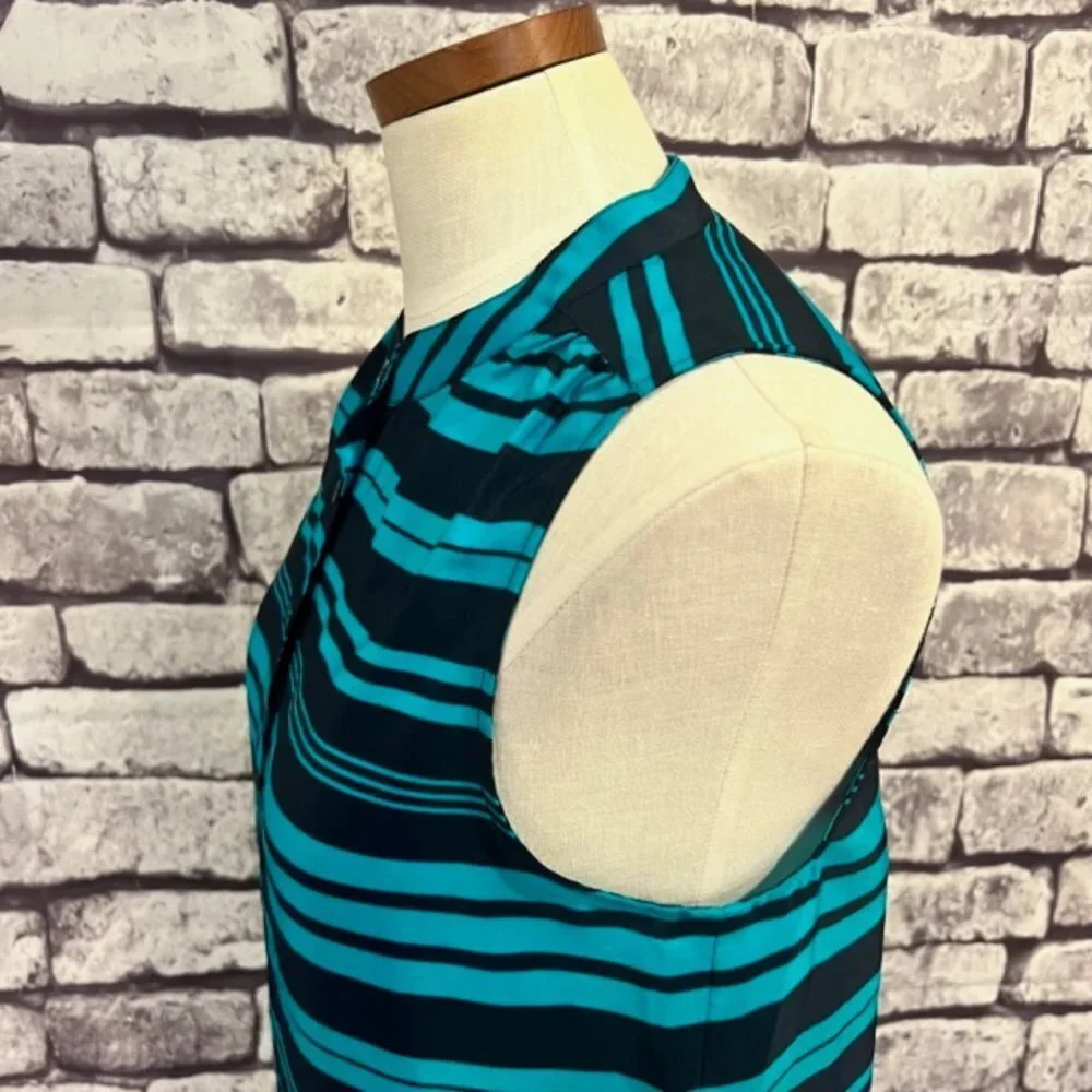J. Crew Navy & Green Sleeveless Button Down Blouse Size 6